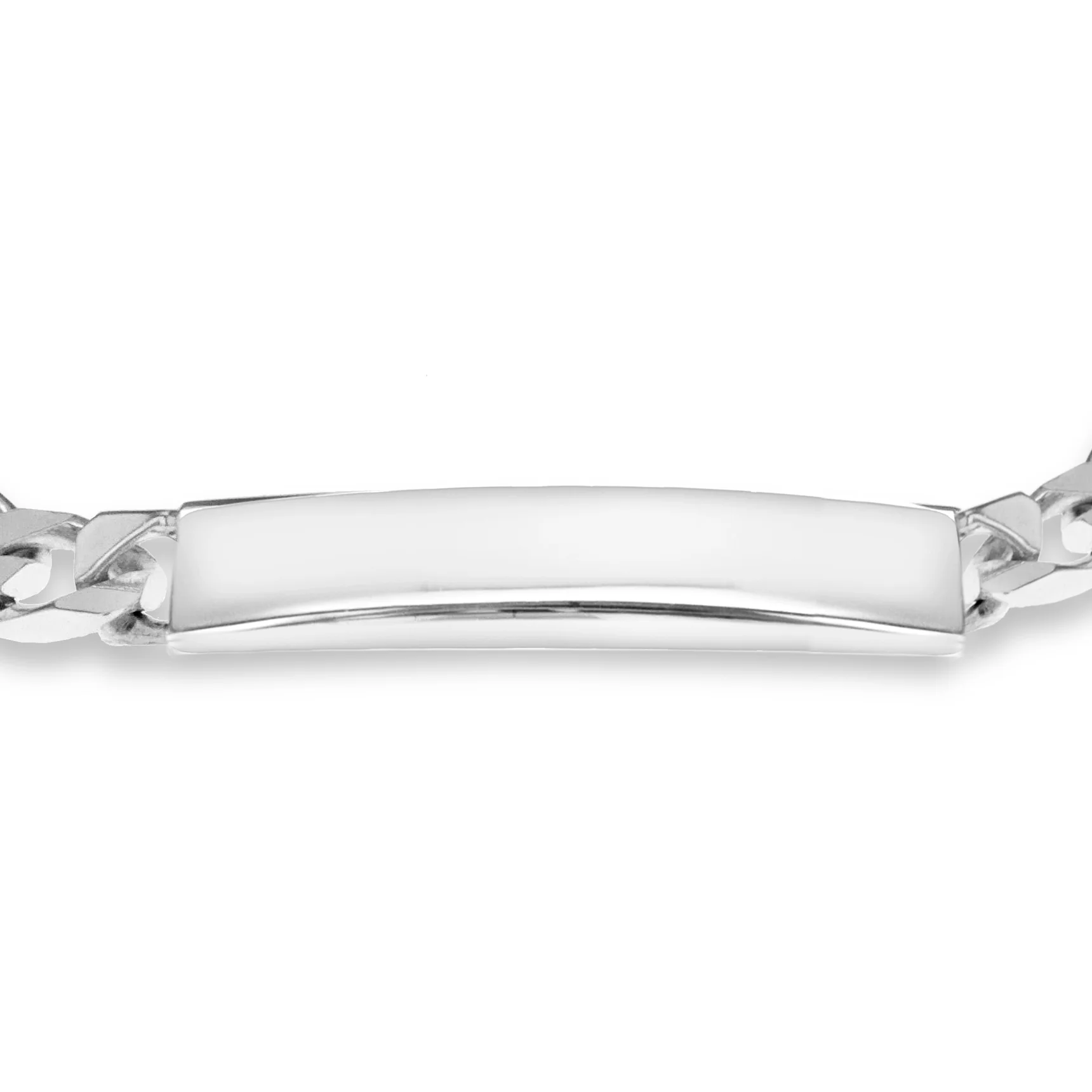 Engravable Square ID Square Curb 20cm Bracelet in Sterling Silver - Image 2