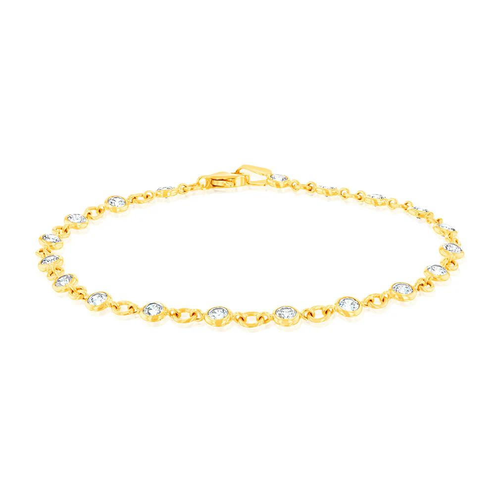 Fancy Cubic Zirconia 19cm Bracelet in 9ct Yellow Gold