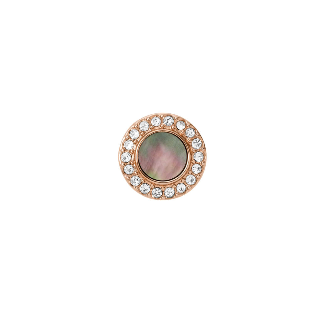 Fossil Rose Gold Plated Stainless Steel Gray Mother Of Pearl Glitz Stud Earring - Image 2