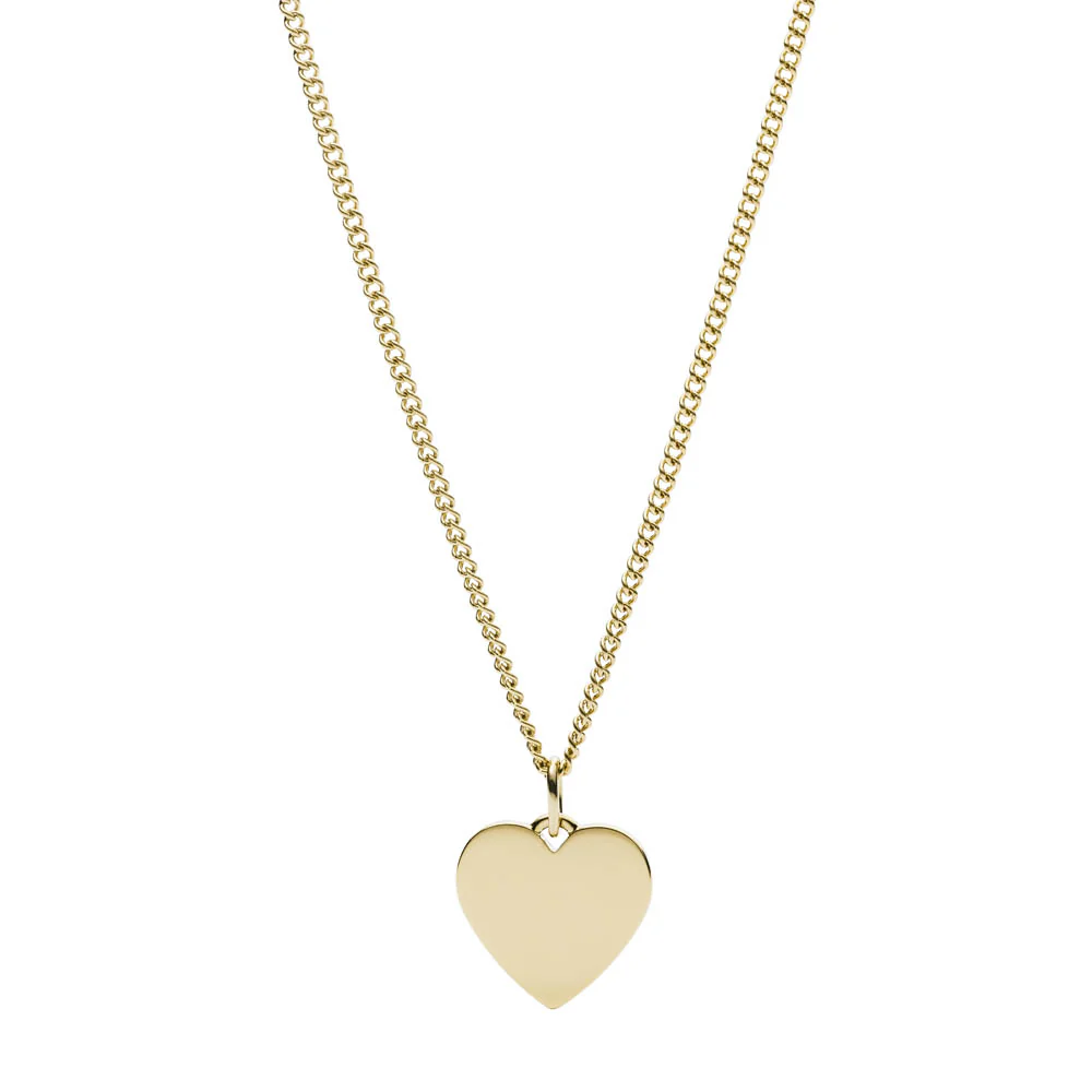 Fossil Yellow Gold Plated Stainless Steel Drew Heart Pendant with Chain