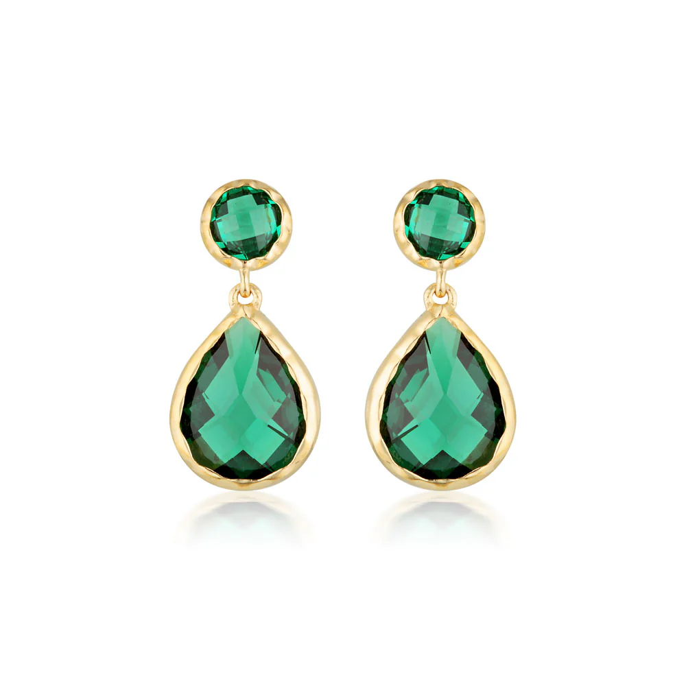 Georgini Luxe Gold Plated Sterling Silver Green Zirconia Nobile Earrings