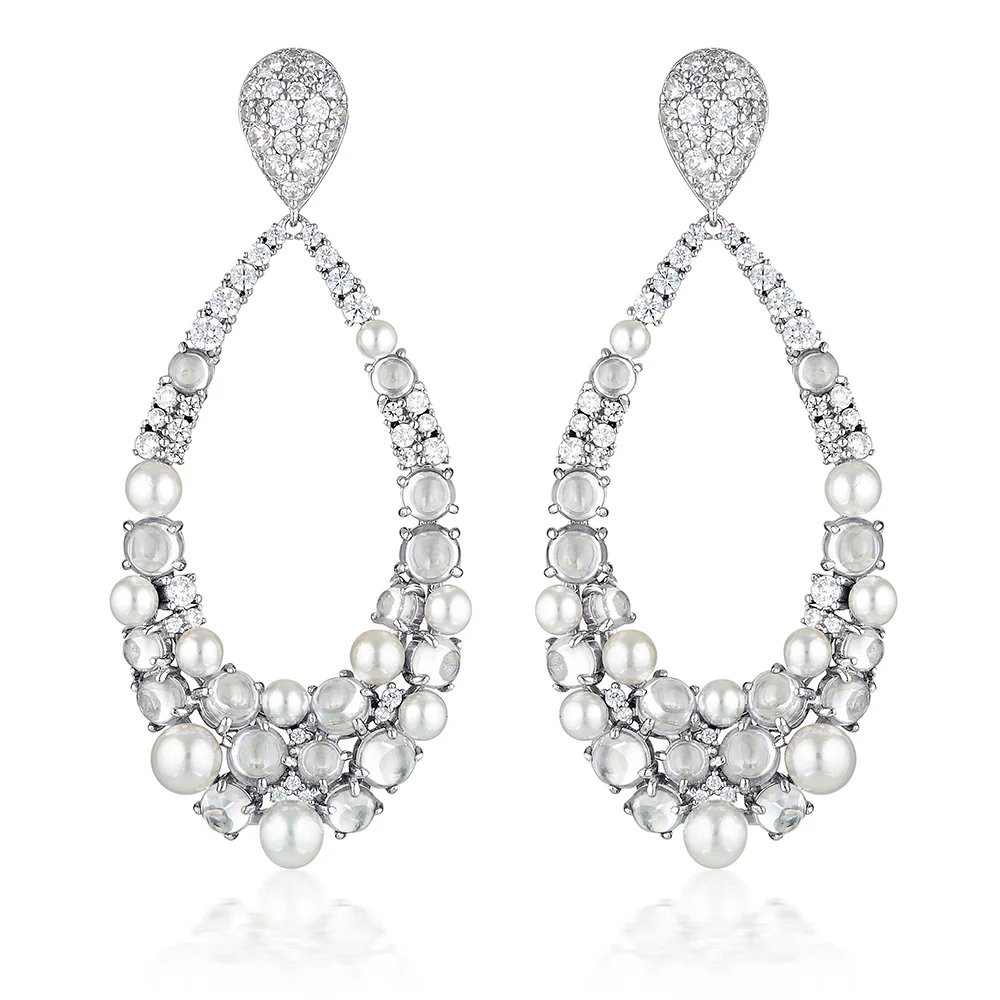 Gerogini Red Carpet Sterling Silver Met Drop Earrings