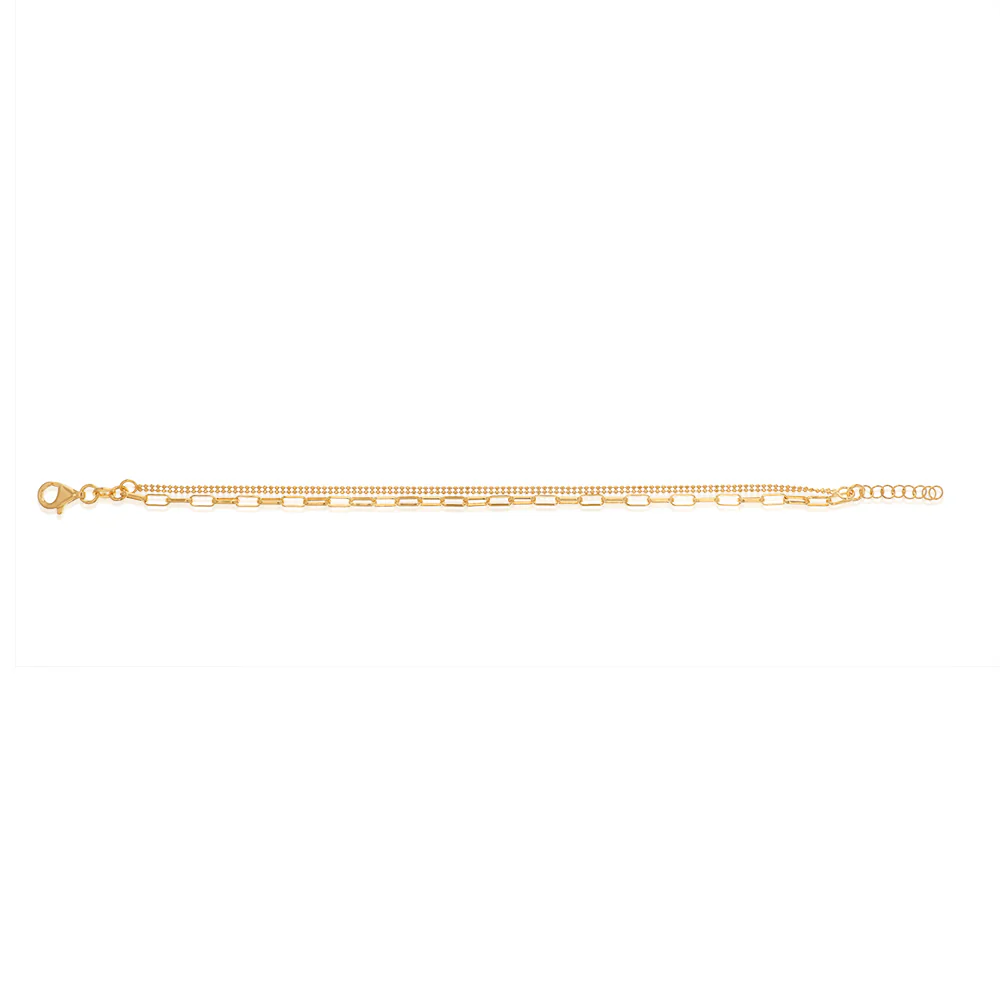 Gold Plated Sterling Silver Double Strand Paperclip Bracelet - Image 2