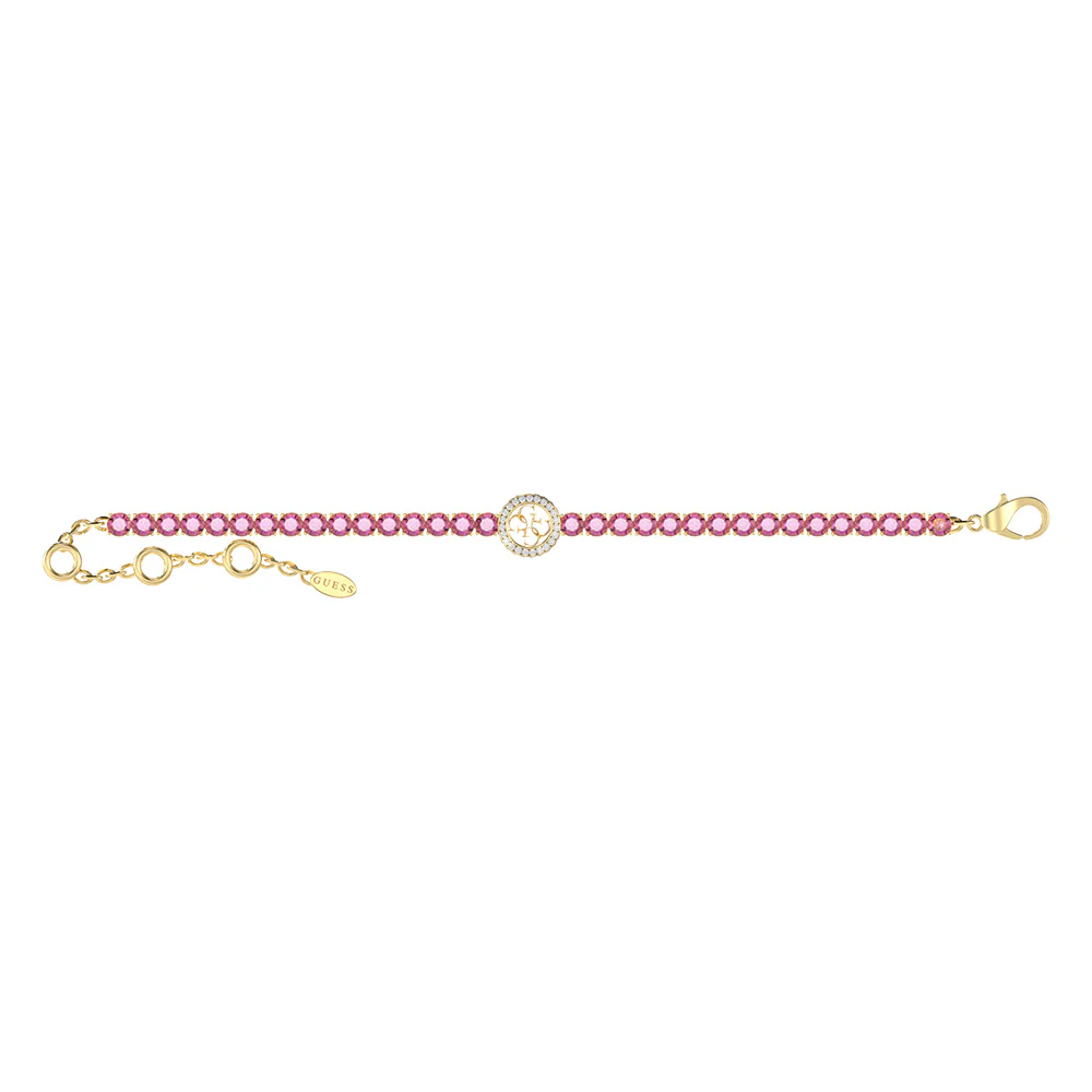 Guess Gold Plated Stainless Steel 3mm 4G Logo Cubic Zirconia Tennis Bracelet
