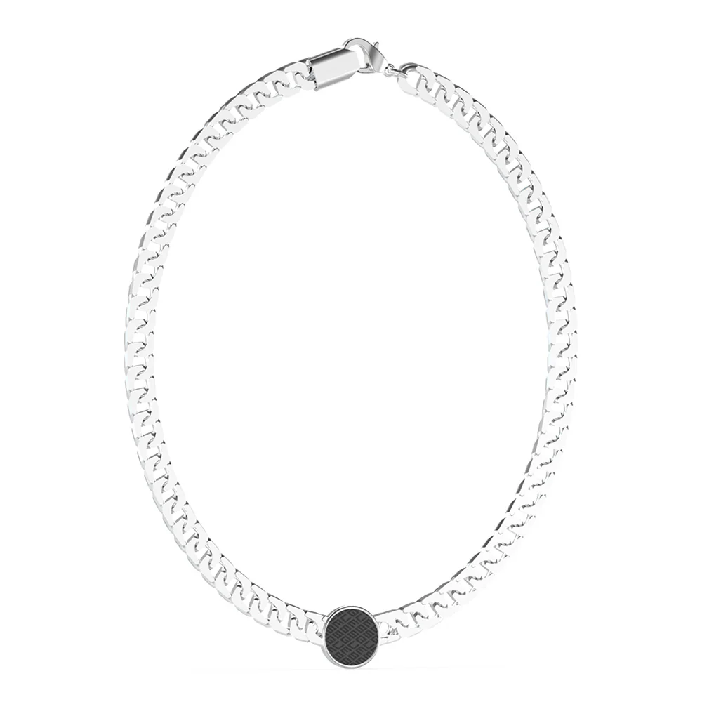 Guess Mens Jewellery Stainless Steel Coin Pattern On 21" Chain
