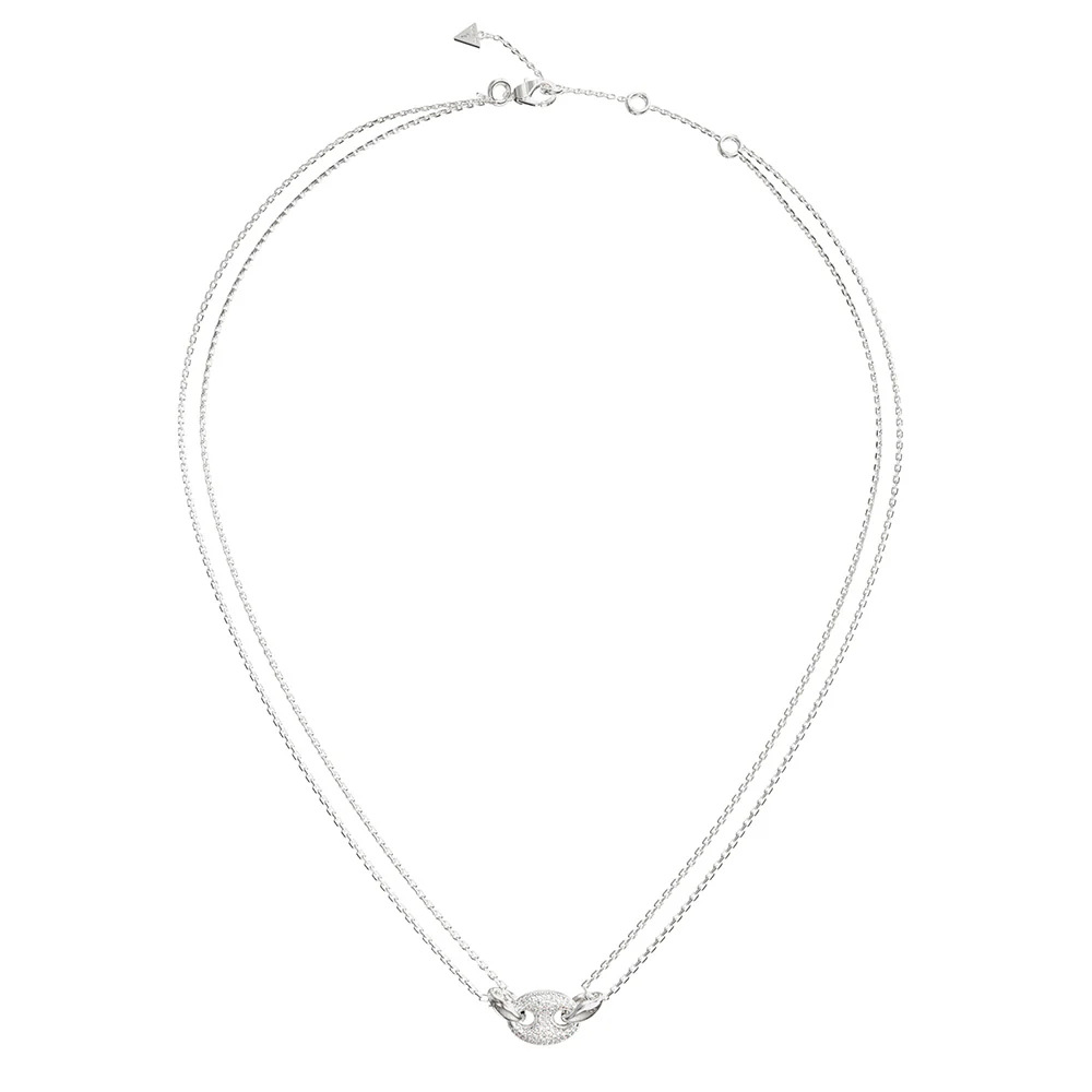 Guess Stainless Steel Marine Pave Link Necklace