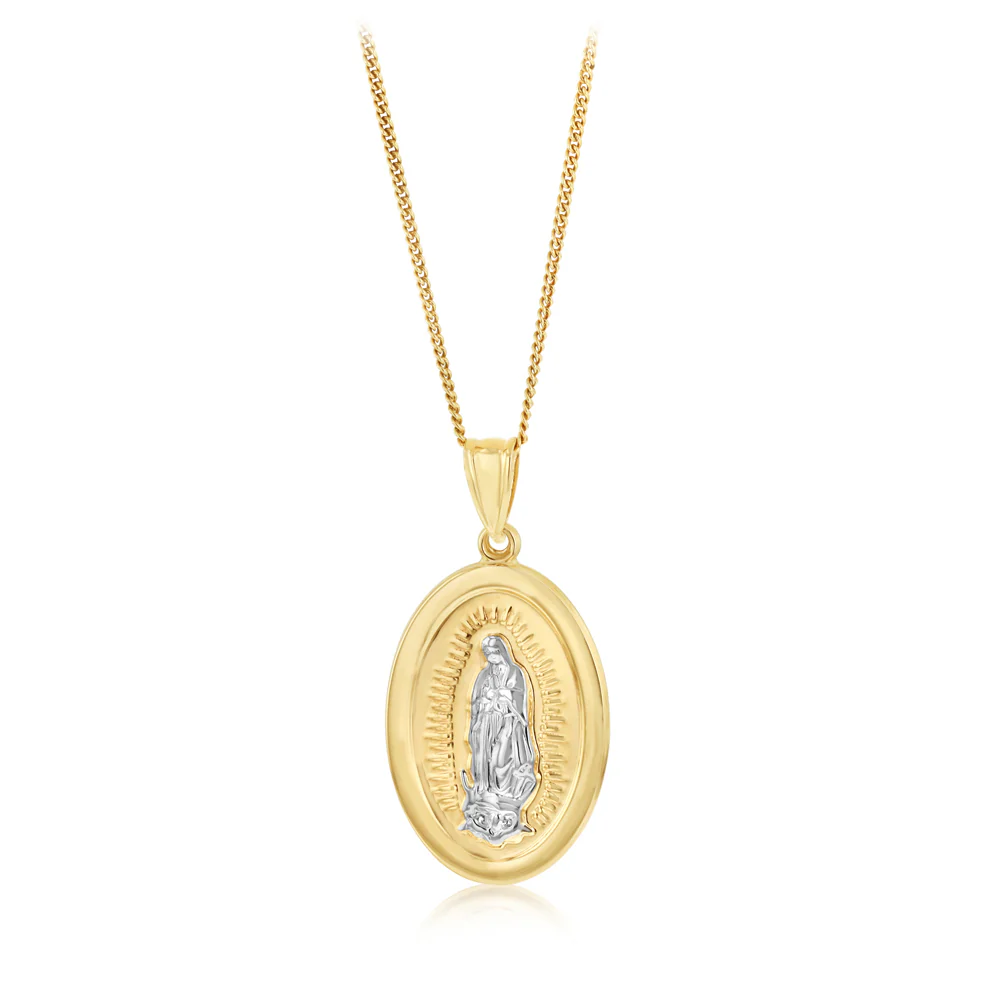 Lady of Grace Pendant in 9ct Yellow and White Gold