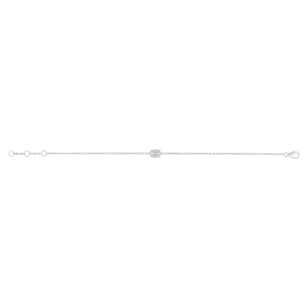 Luminesce Lab Grown 1/2 Carat Diamond Emerald Bezel Adjustable Bracelet in Sterling Silver - Image 2