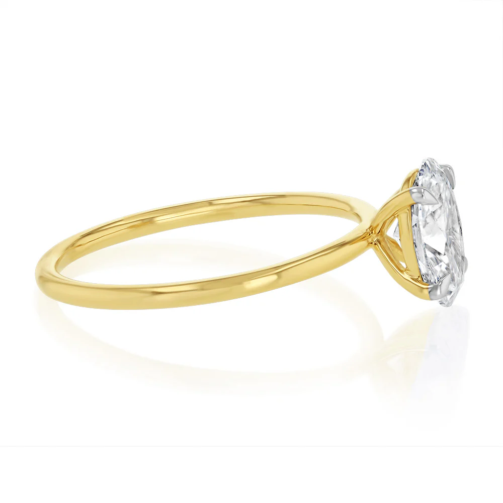 Luminesce Lab Grown 1 Carat Diamond Oval Solitaire Ring in 9ct Yellow Gold - Image 2