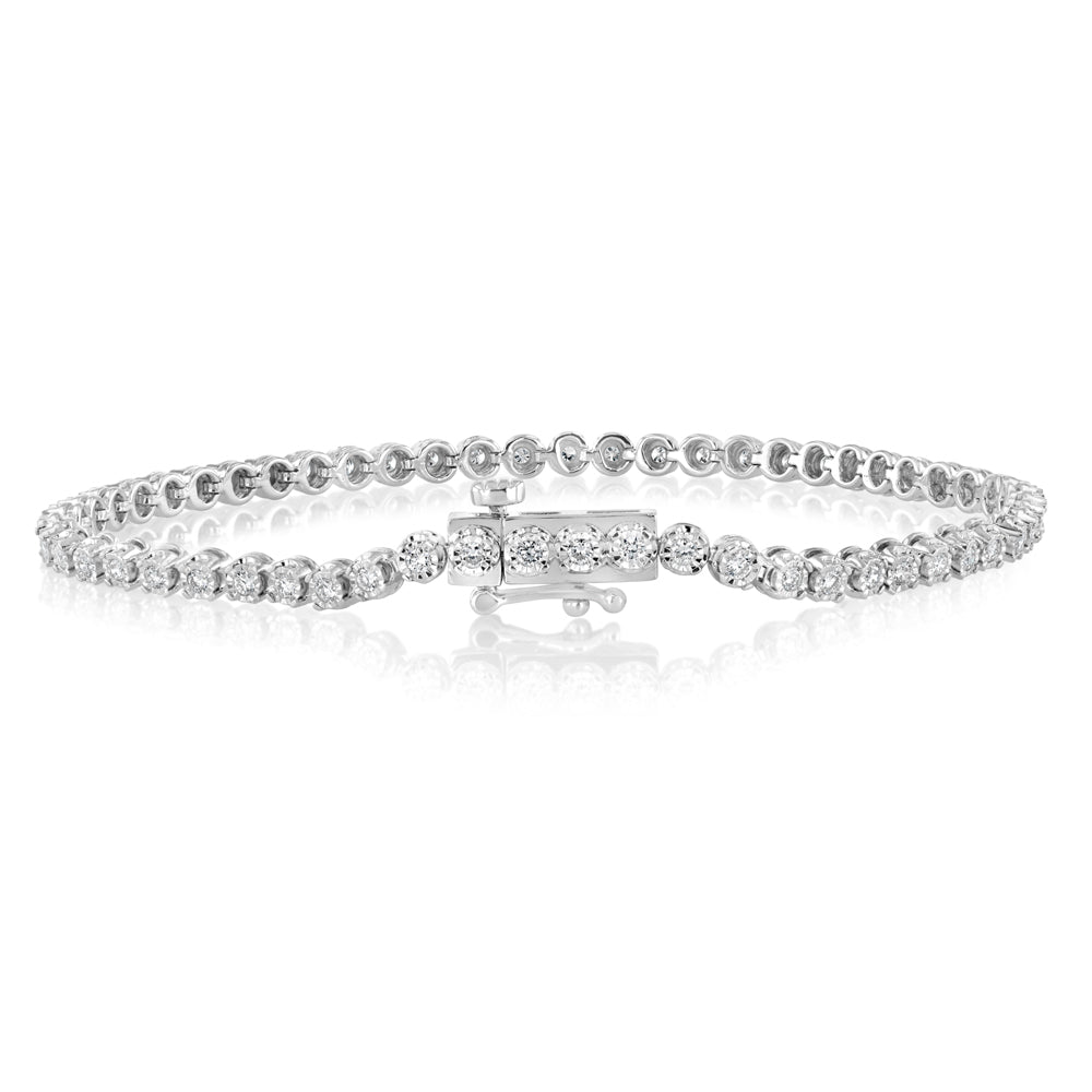 Luminesce Lab Grown 1 Carat Diamond Tennis Bracelet in Sterling Silver - Image 3