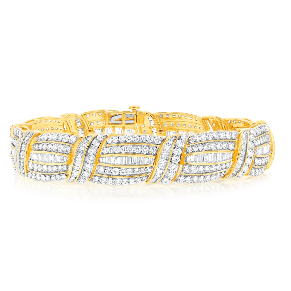 Luminesce Lab Grown 10.10 Carat Brilliant Cut Diamond Bracelet In 9ct Yellow Gold