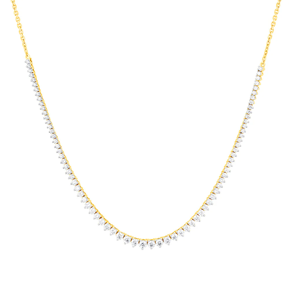 Luminesce Lab Grown 10ct Yellow Gold 3 Carat Diamond Tennis Necklace