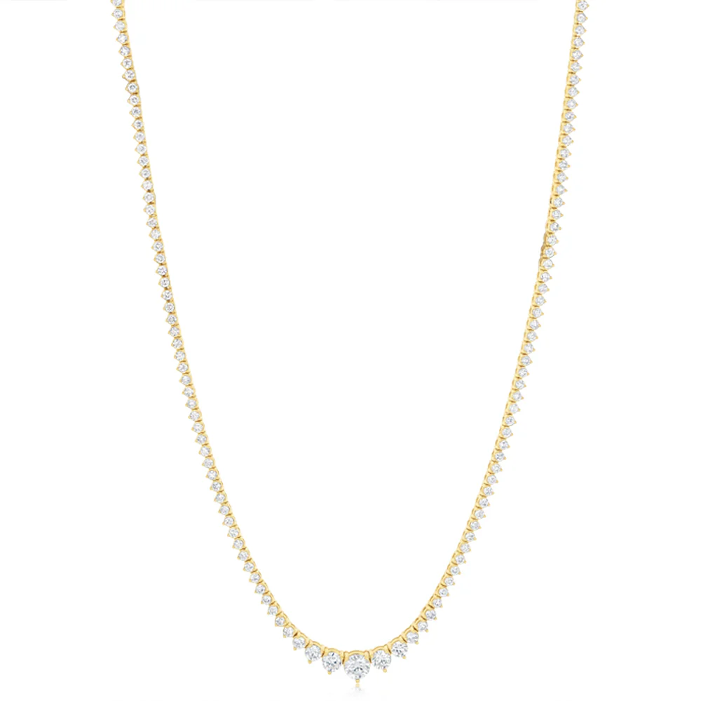 Luminesce Lab Grown 4 Carat Diamond Tennis Necklace in 9ct Yellow Gold