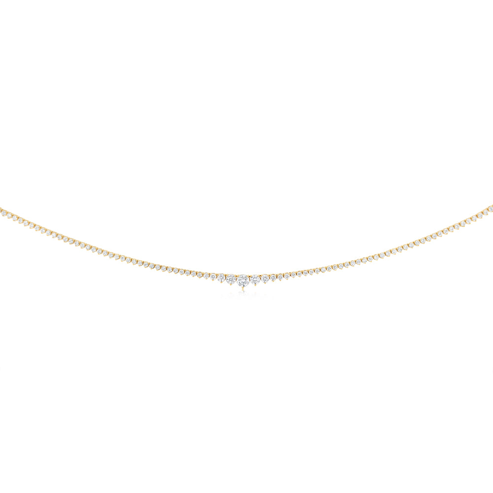 Luminesce Lab Grown 4 Carat Diamond Tennis Necklace in 9ct Yellow Gold - Image 2