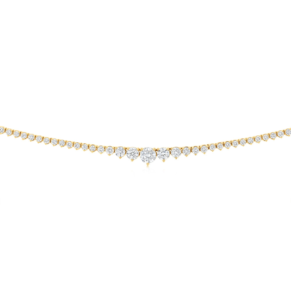 Luminesce Lab Grown 4 Carat Diamond Tennis Necklace in 9ct Yellow Gold - Image 3