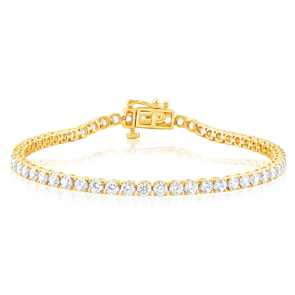 Luminesce Lab Grown 5 Carat Diamond 17.5cm Tennis Bracelet in Gold Plated Silver