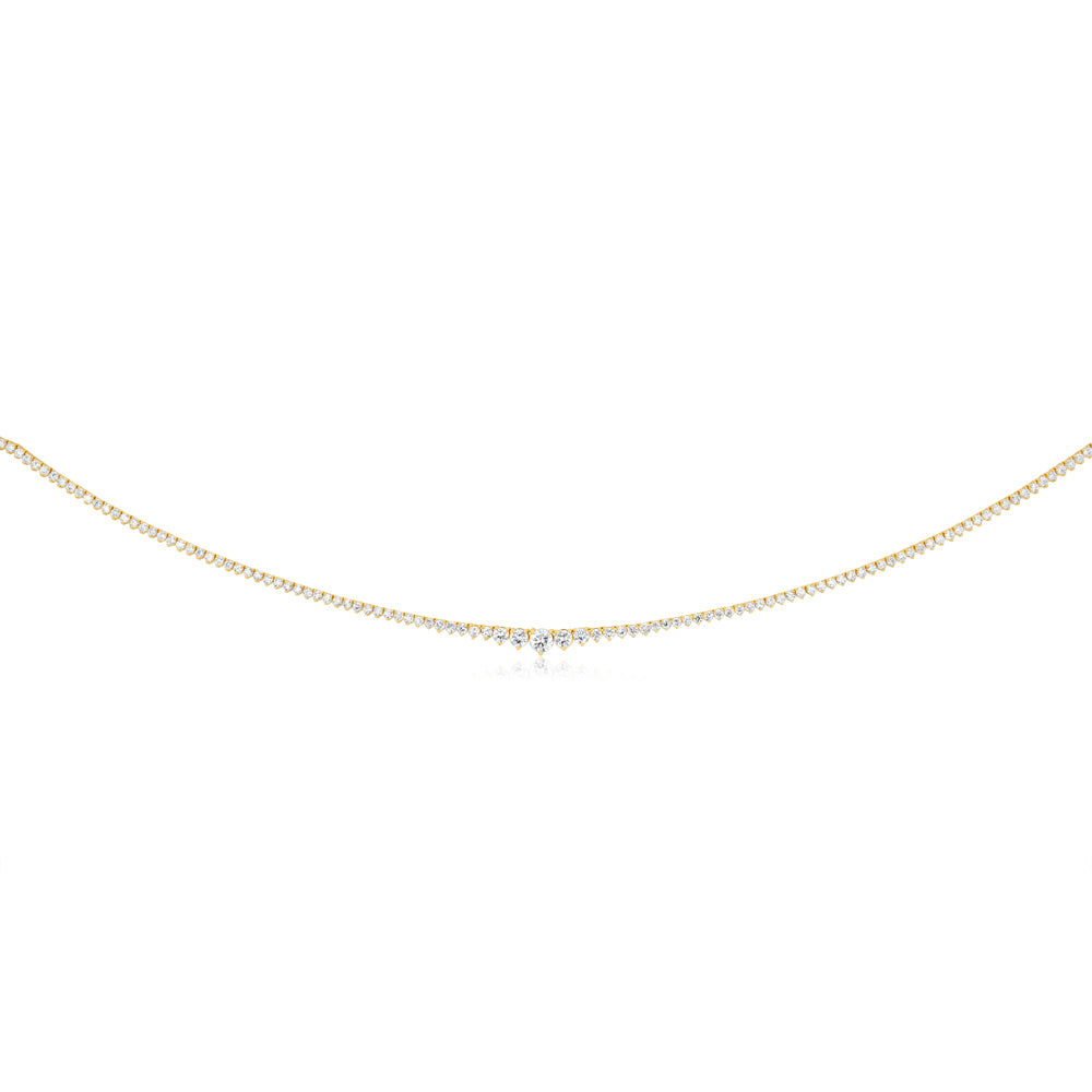 Luminesce Lab Grown 5 Carat Diamond Tennis Necklace in 9ct Yellow Gold - Image 6
