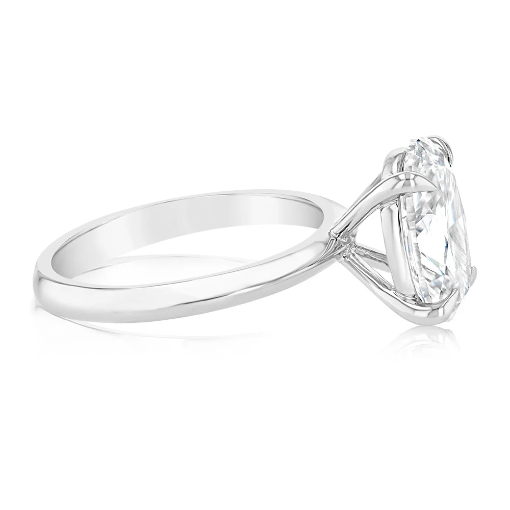 Luminesce Lab Grown Certified 3 Carat Diamond Oval Solitaire Ring in 18ct White Gold - Image 2