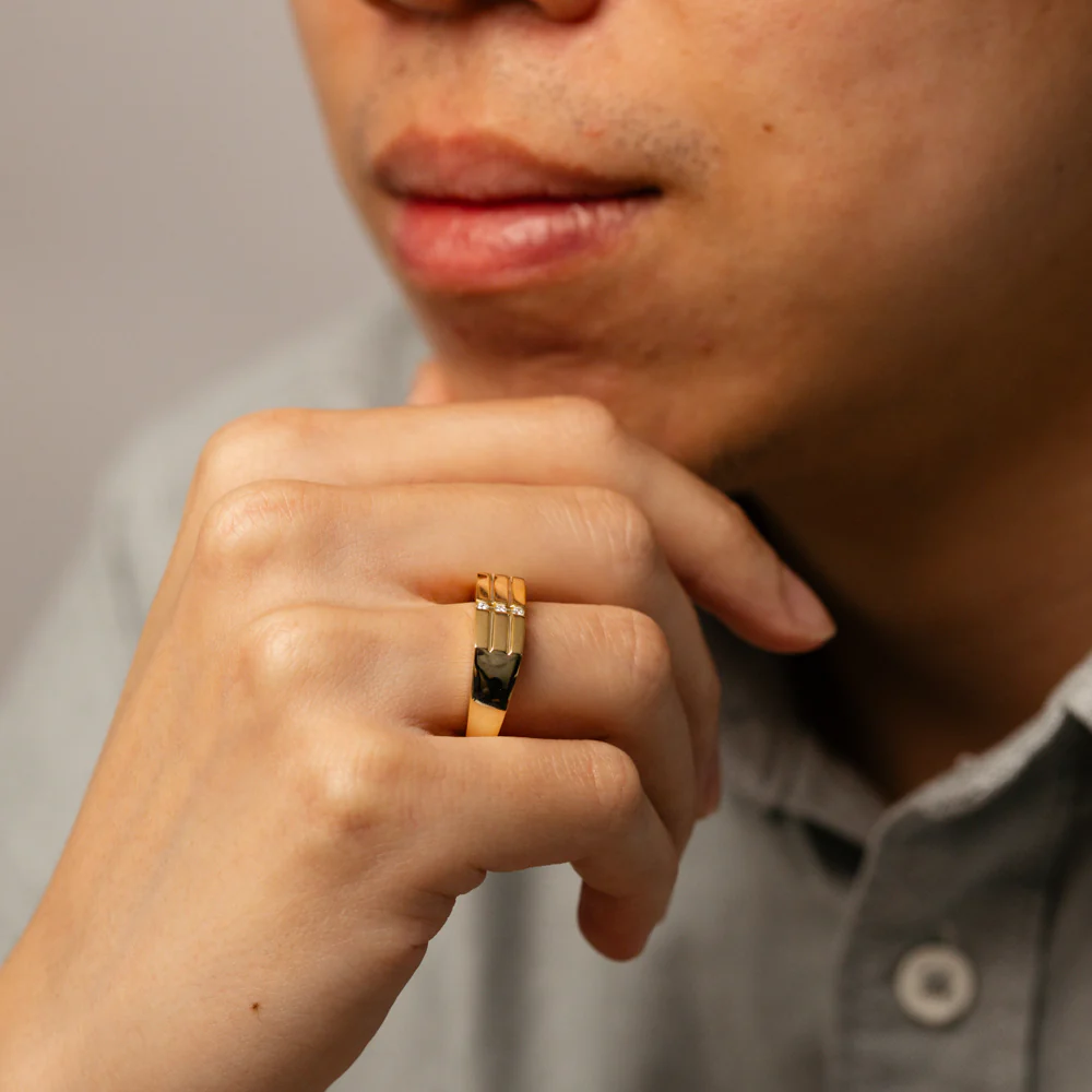 Luminesce Lab Grown Diamond Gents Ring in Gold Plated Sterling Silver - Image 3