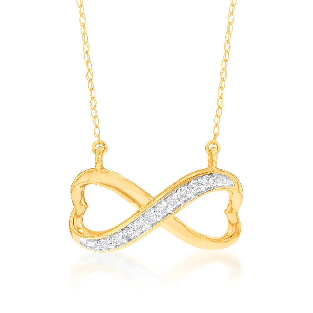 Luminesce Lab Grown Infinity Diamond Pendant in 9ct Yellow Gold
