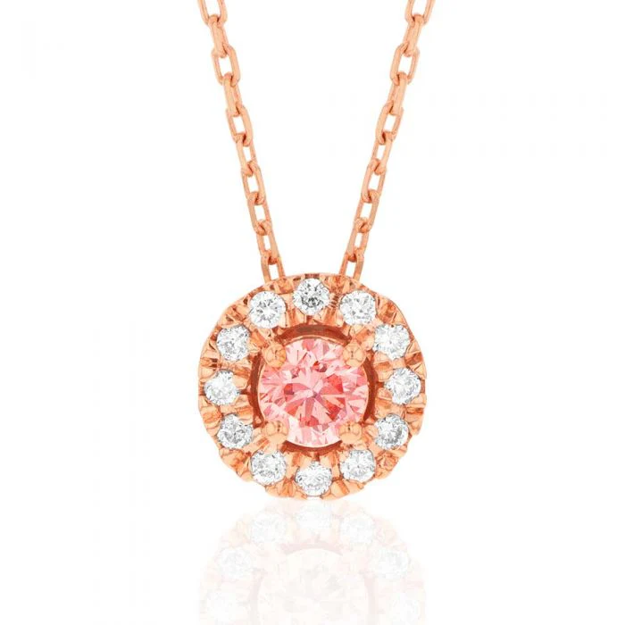 Luminesce Lab Grown Pink and White Diamond Pendant with Chain Included