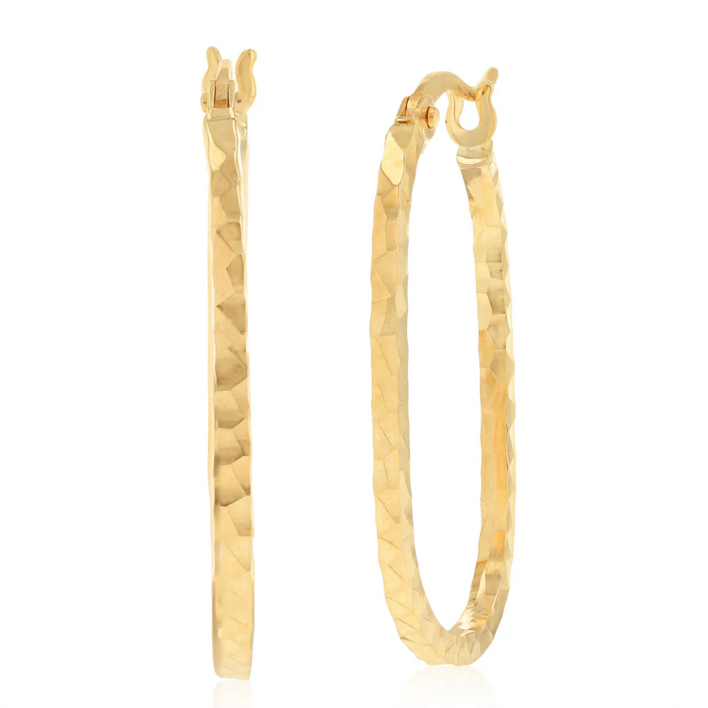 Medium Oval Hoop Earrings in 9ct Yellow Gold