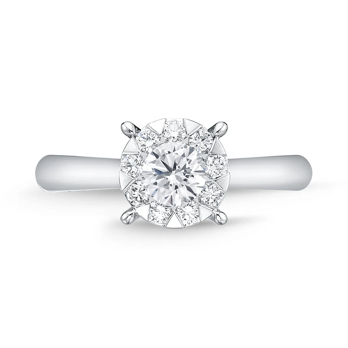 Memoire 18ct White Gold 0.60 Carat Diamond Bouquet Solitaire Ring