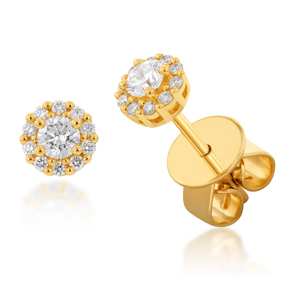 Memoire 18ct Yellow Gold 1/4 Carat Diamond Blossom Style Fashion Studs