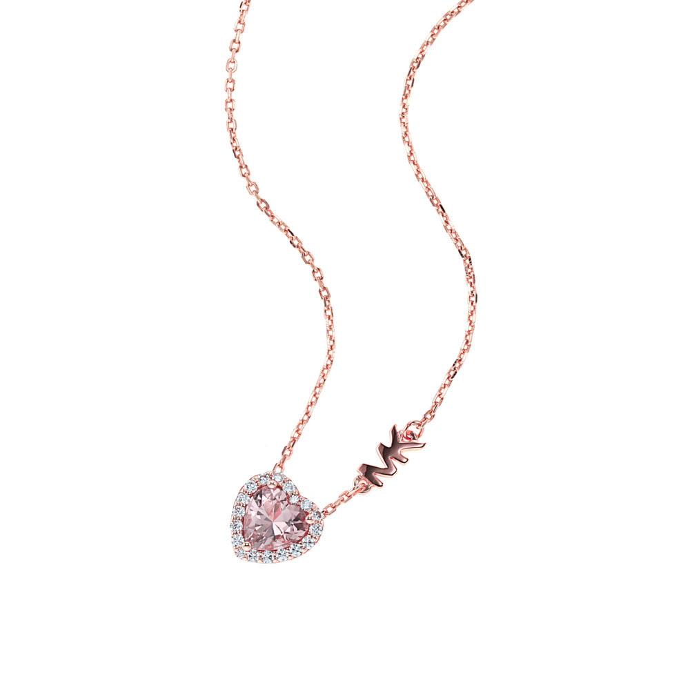 Michael Kors 14ct Rose Gold Plated Heart Pendant On Chain - Image 3