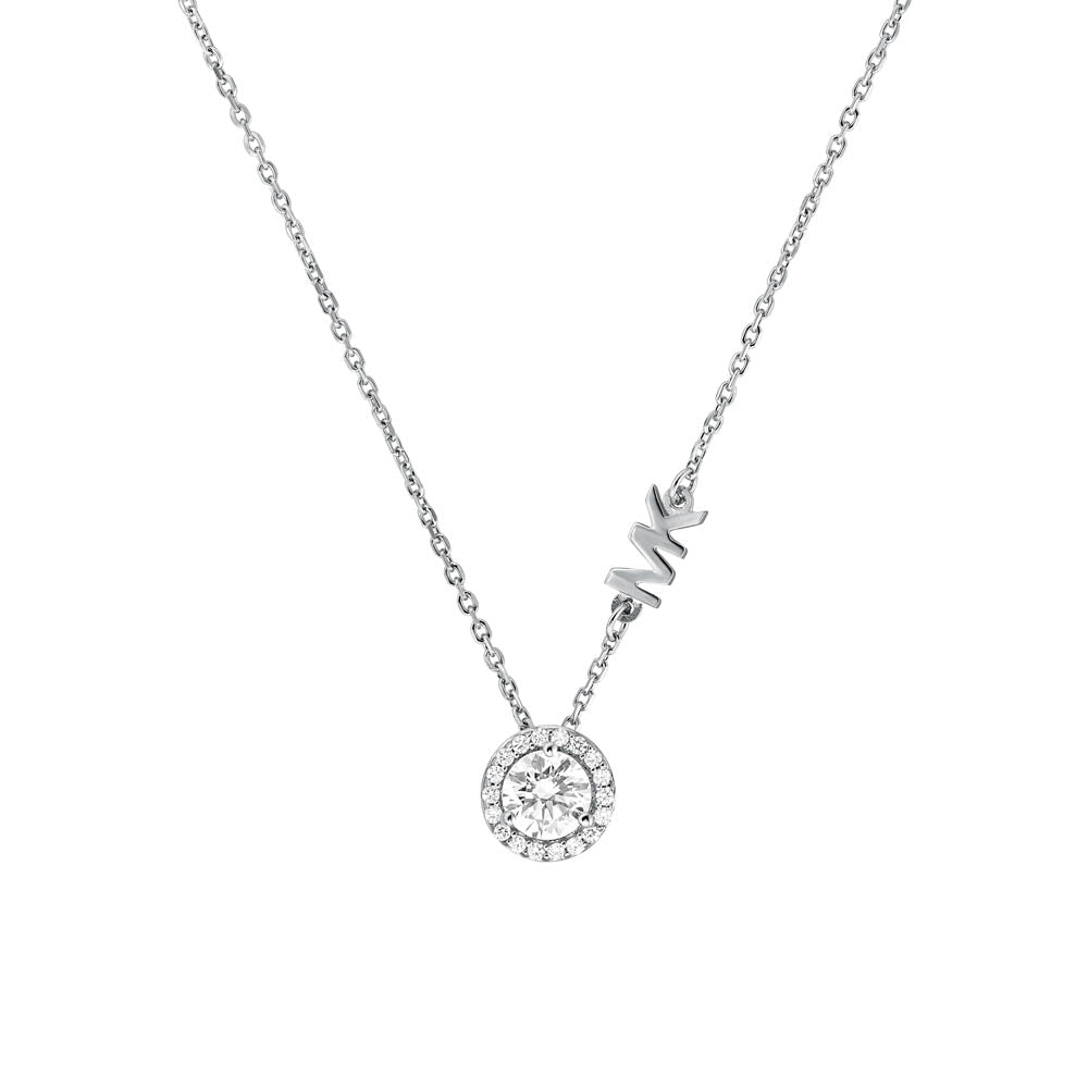 Michael Kors Sterling Silver Premium CZ Round Pendant with Chain - Image 2