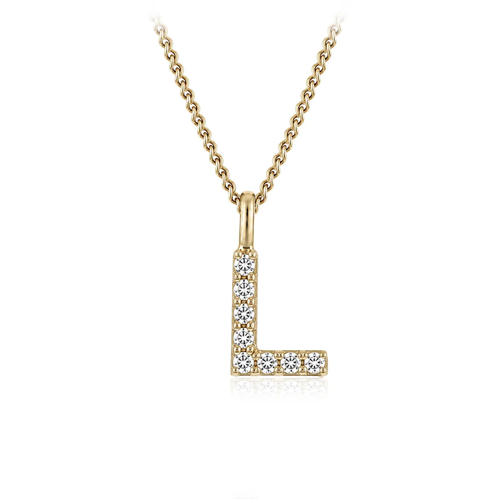 Personalised 9ct Yellow Gold Initial L Pendant with Luminesce Lab Grown Diamonds