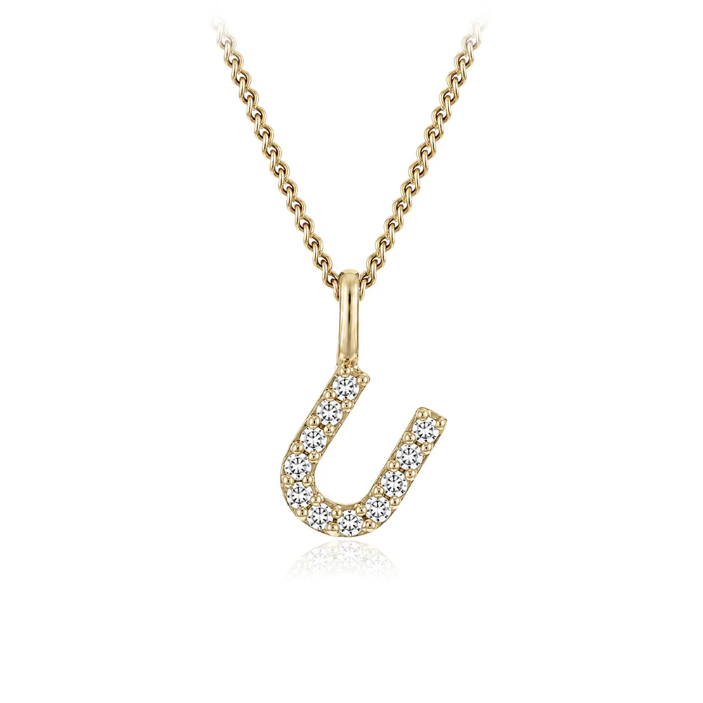 Personalised 9ct Yellow Gold Initial U Pendant with Luminesce Lab Grown Diamonds