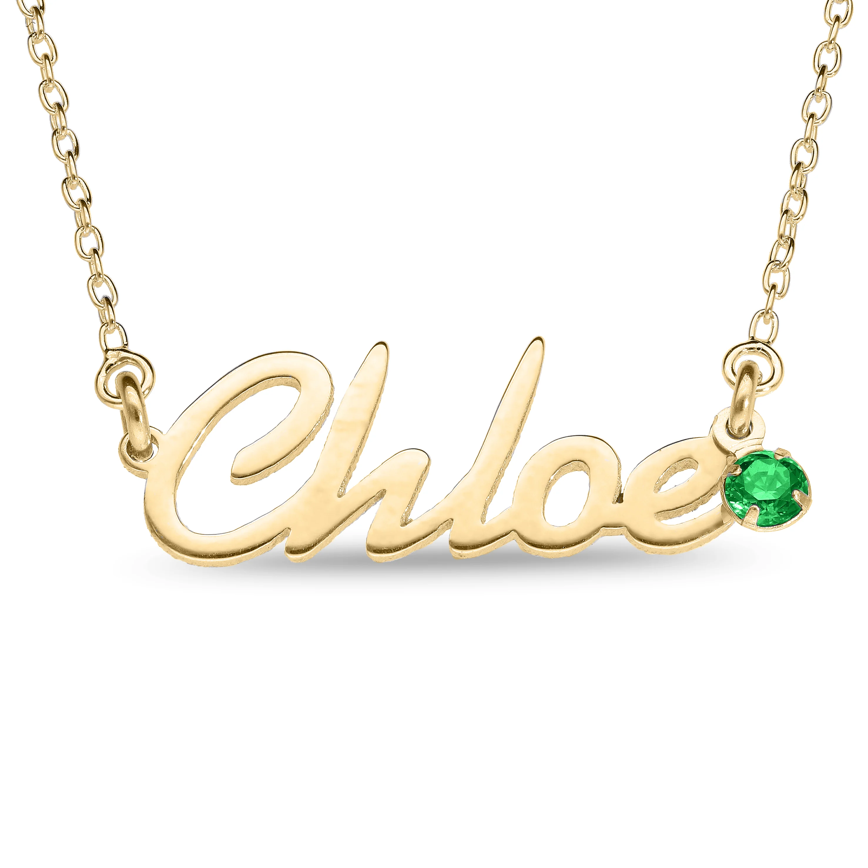 Personalised 9ct Yellow Gold Name Pendant with Birthstone on 40cm Chain - Image 5