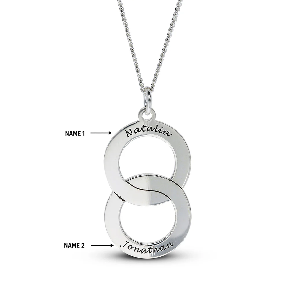 Personalised Engravable Interlinked Circle Necklace on 45cm Chain in Sterling Silver - Image 2