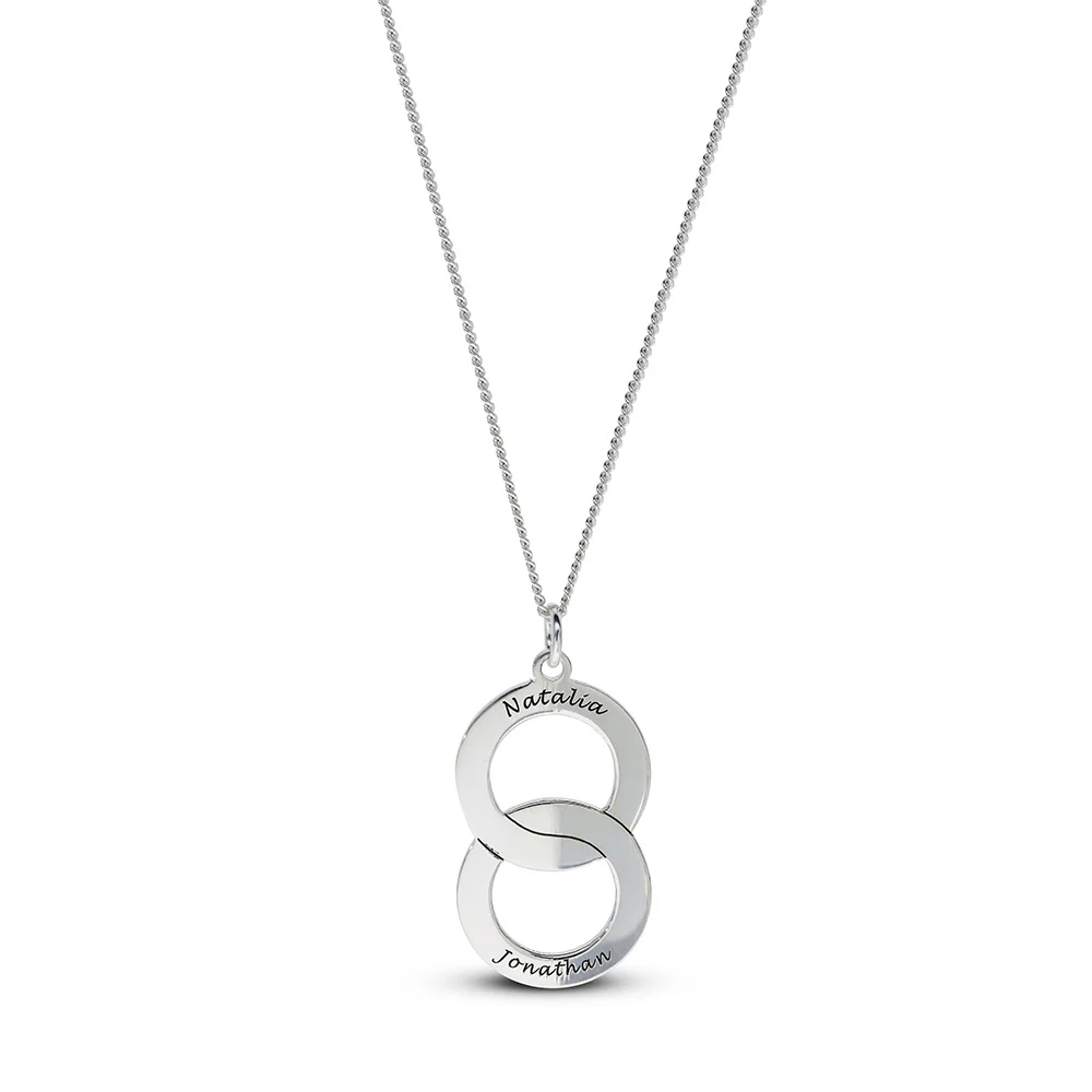 Personalised Engravable Interlinked Circle Necklace on 45cm Chain in Sterling Silver - Image 3