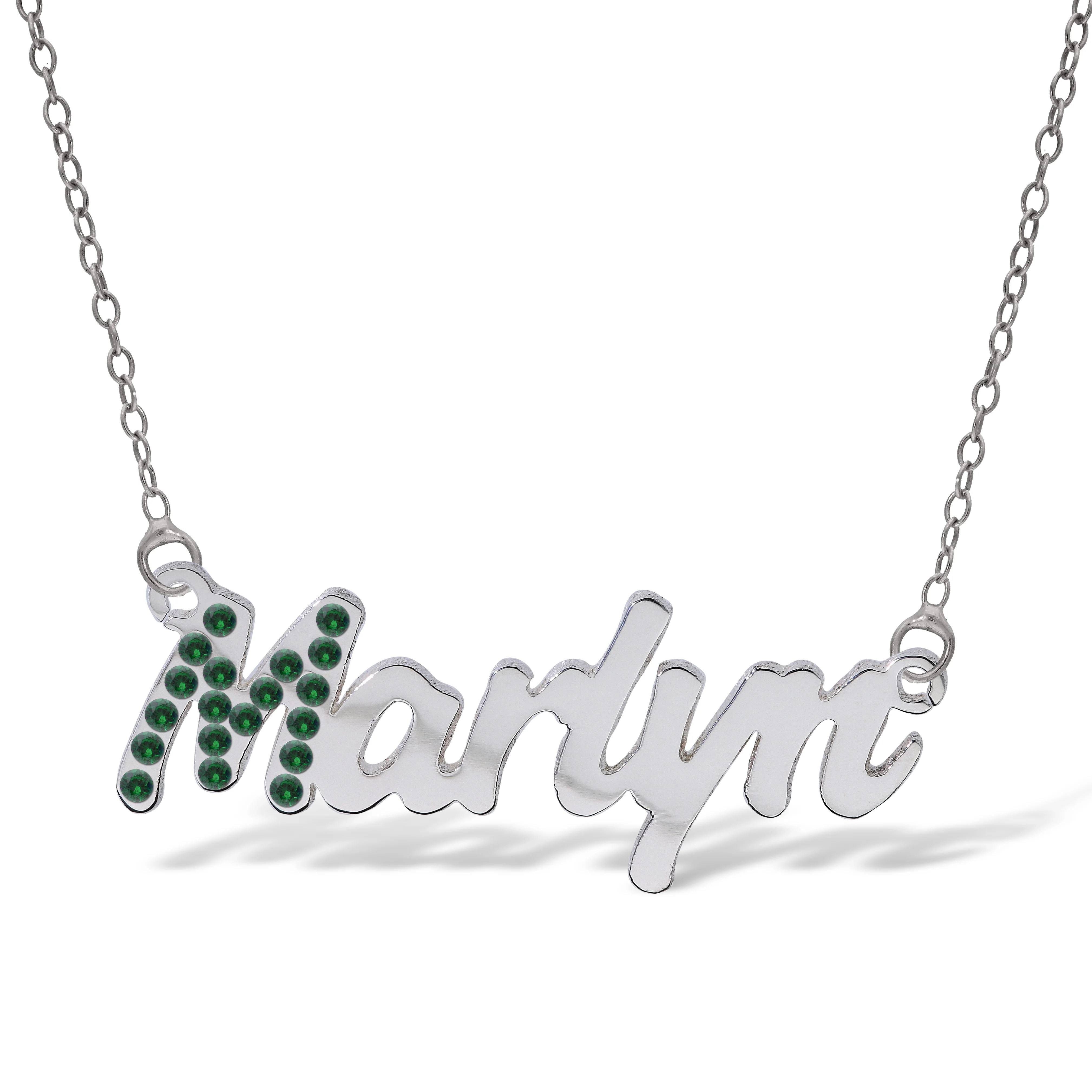 Personalised Sterling Silver Name Pendant with Cubic Zirconia on 40cm Chain - January - Image 5