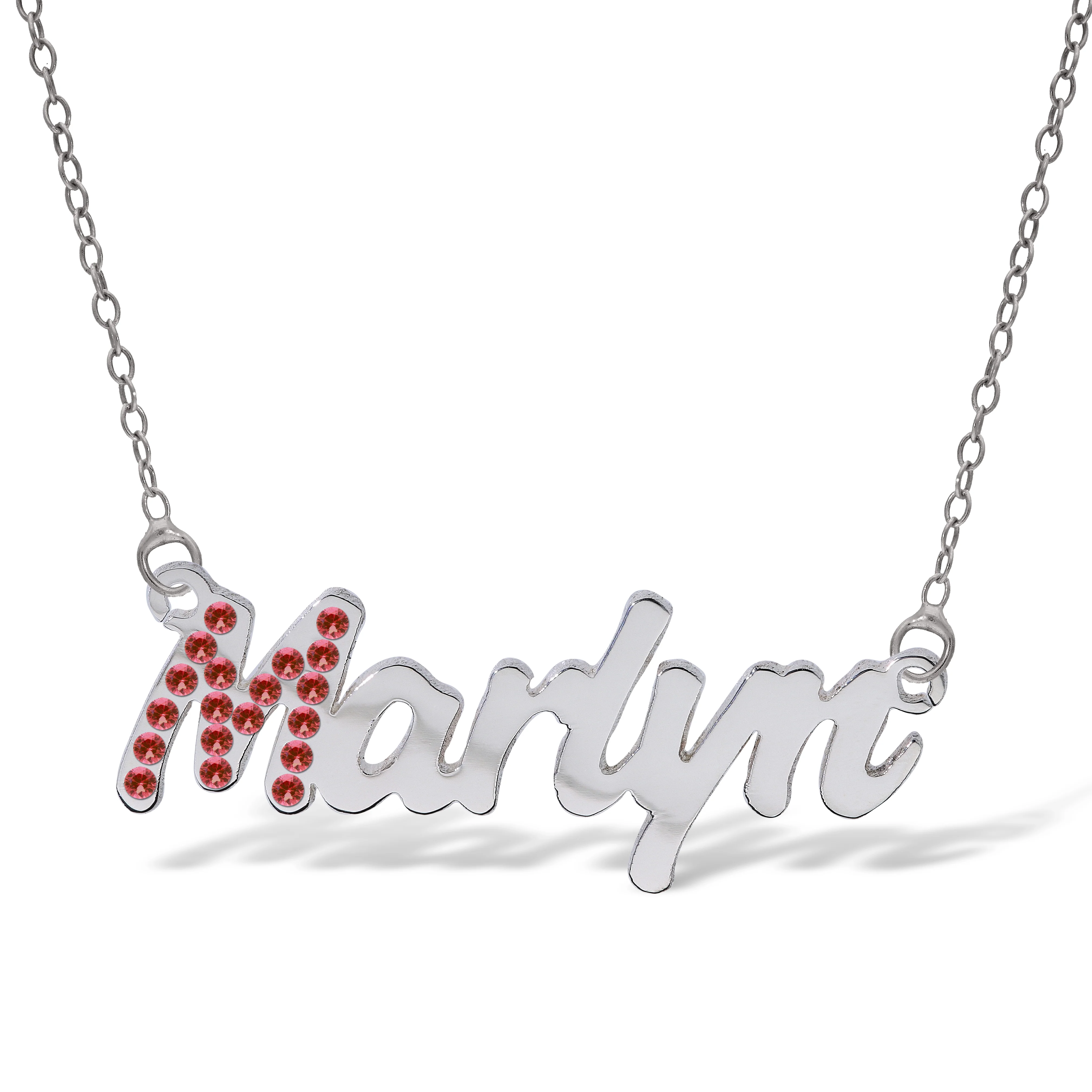Personalised Sterling Silver Name Pendant with Cubic Zirconia on 40cm Chain - January - Image 7