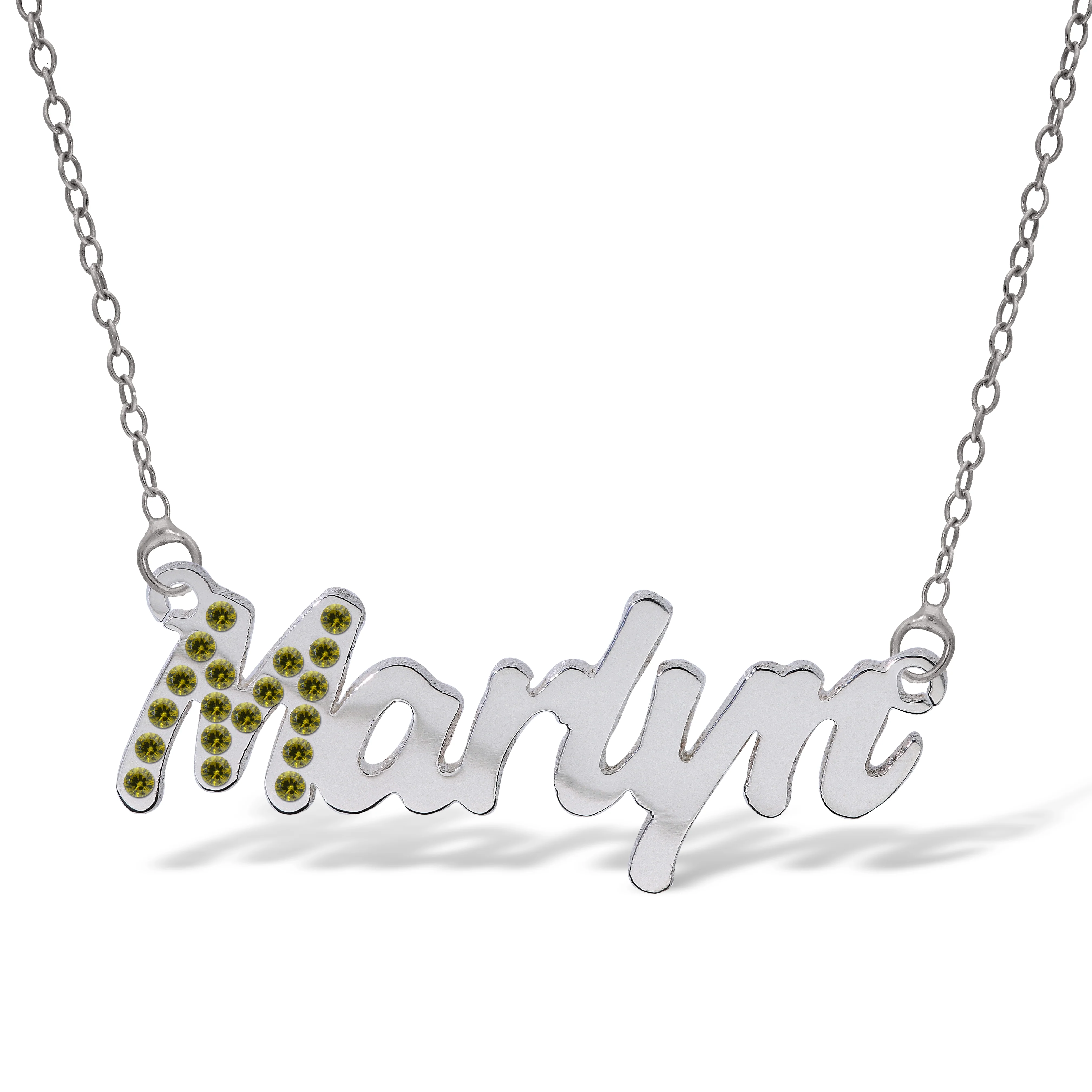 Personalised Sterling Silver Name Pendant with Cubic Zirconia on 40cm Chain - January - Image 8
