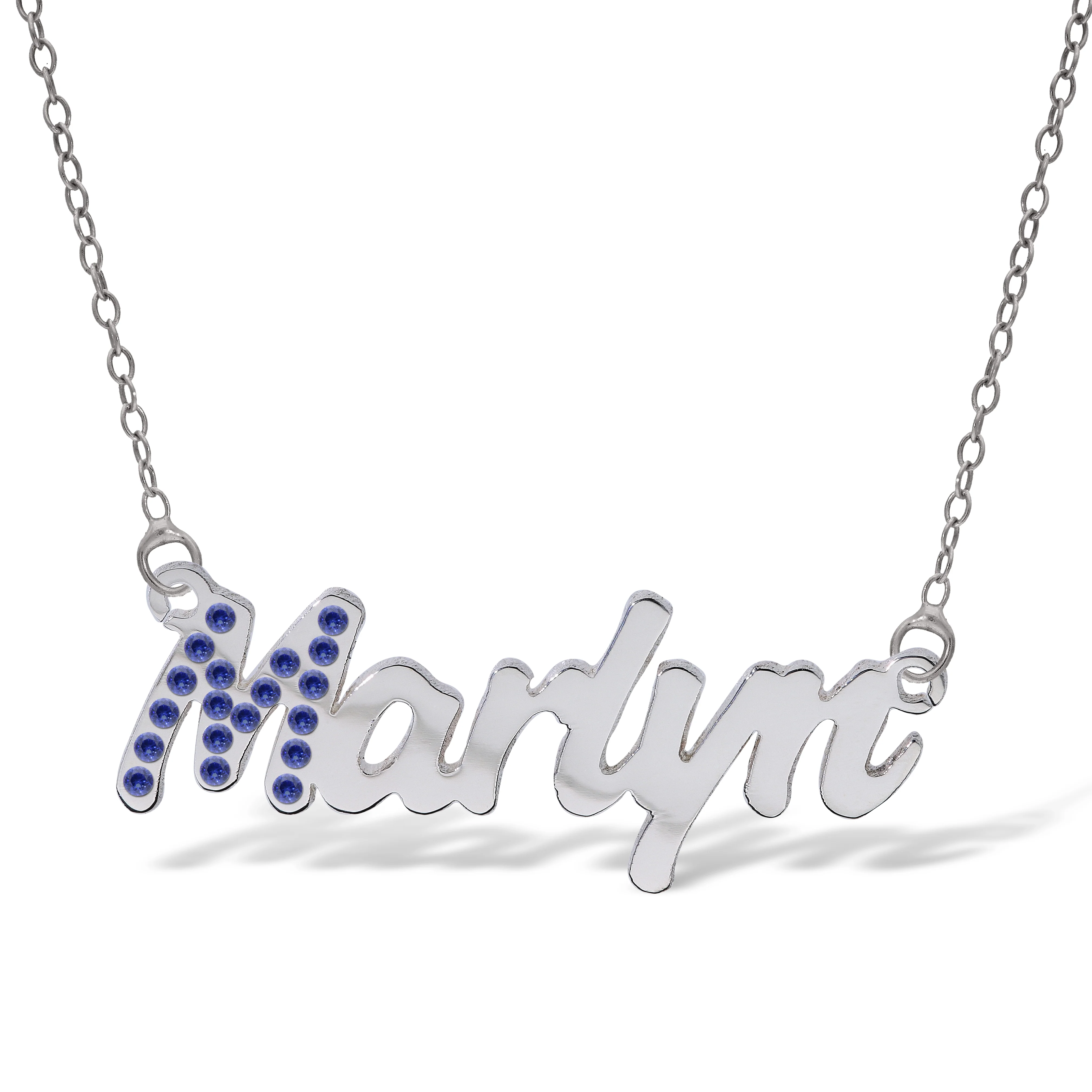 Personalised Sterling Silver Name Pendant with Cubic Zirconia on 40cm Chain - January - Image 9