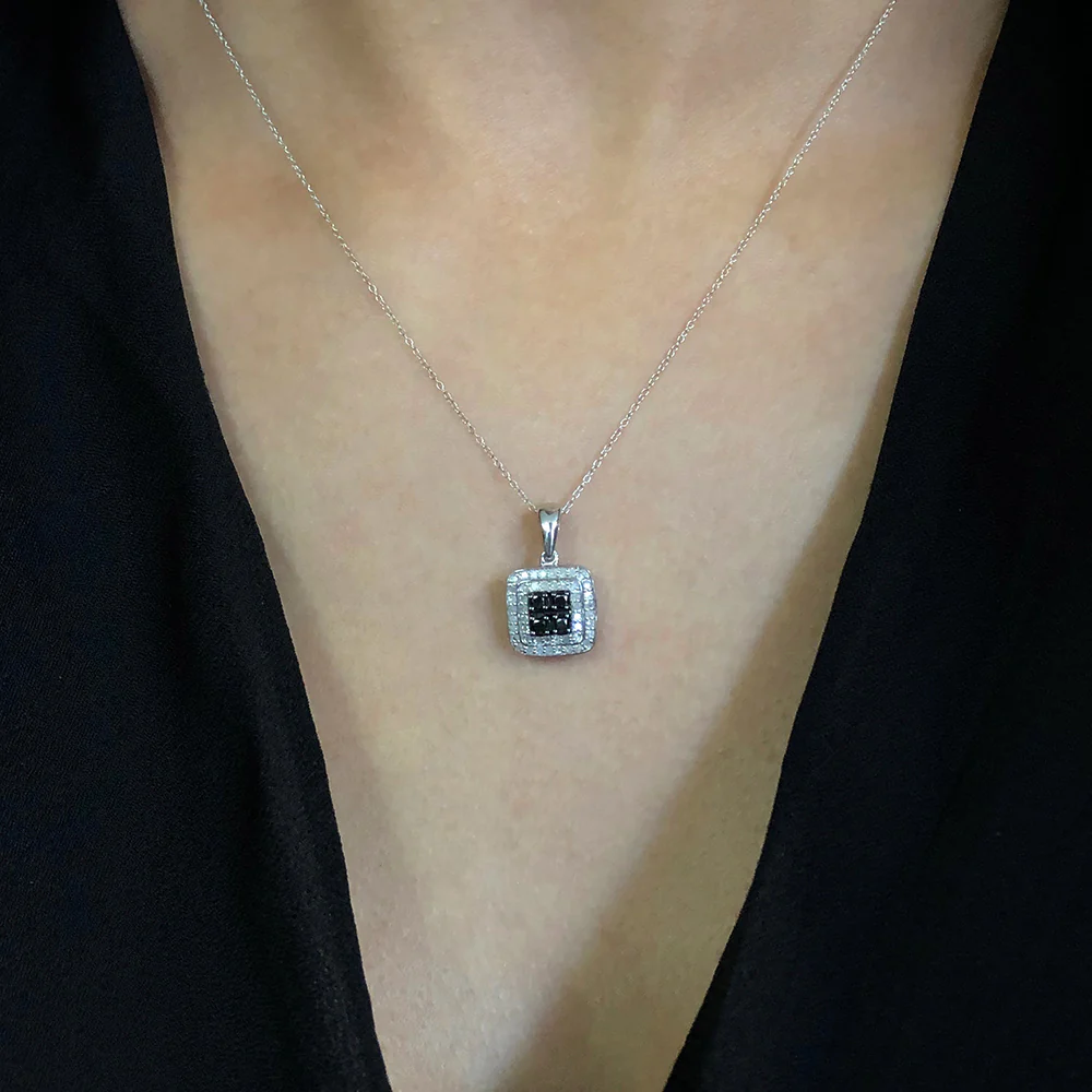 Silver 1/3 Carat Black Diamond Pendant - Image 2