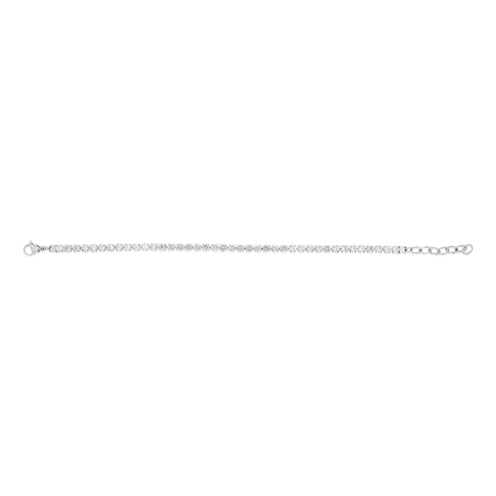 Stainless Steel 4mm Cubic Zirconia Tennis Bracelet - Image 2