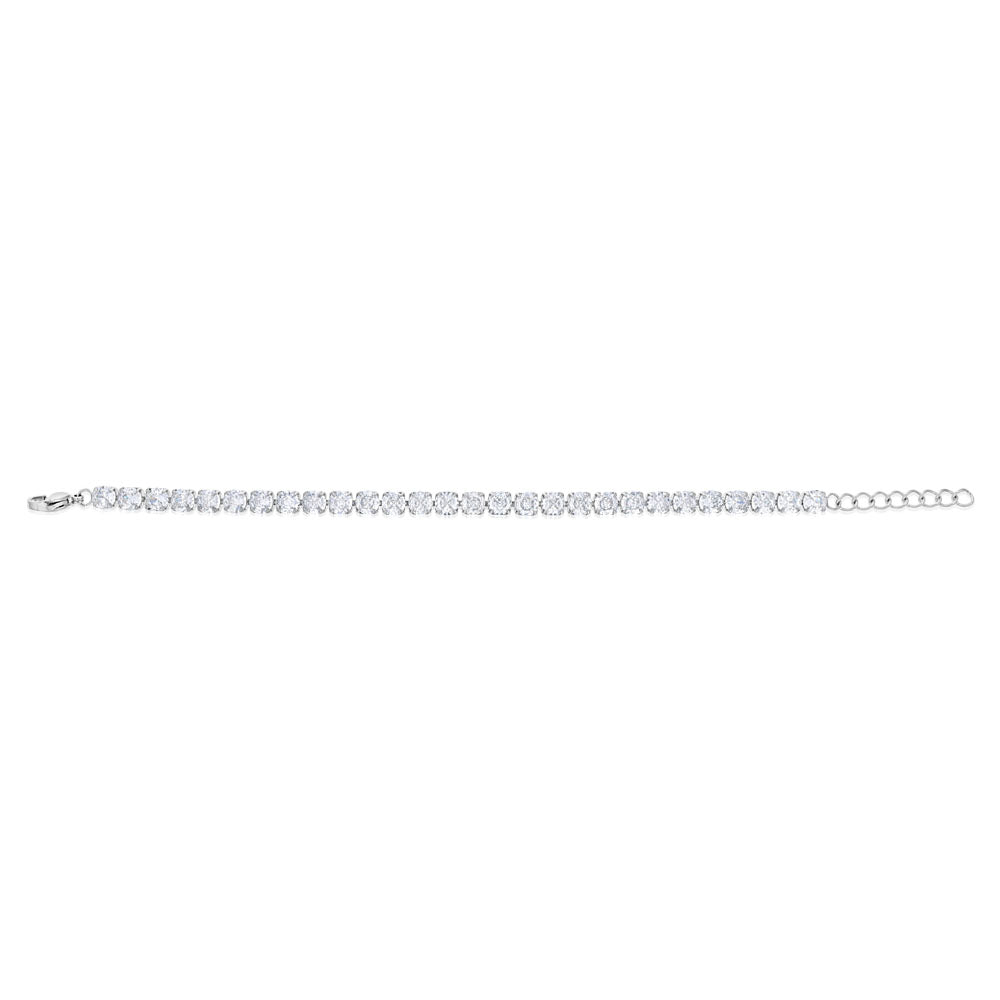Stainless Steel Cubic Zirconia Tennis 17+3cm Bracelet - Image 2