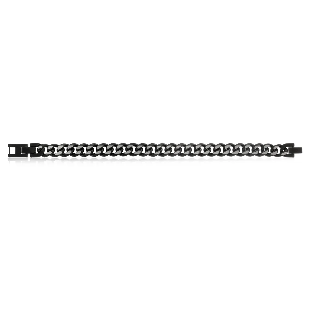 Stainless Steel Reversible Black/SteelCurb Bracelet - Image 5