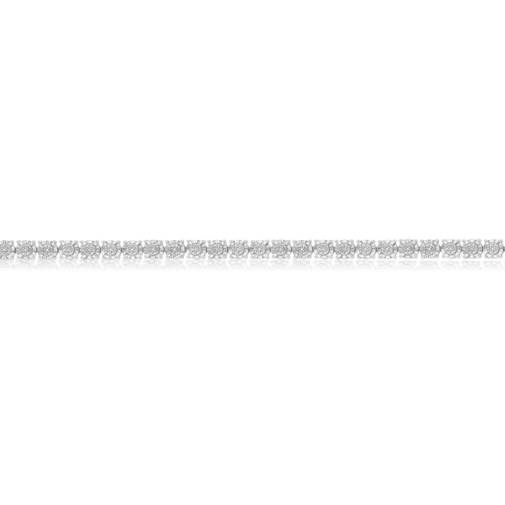 Sterling Silver 1/4 Carat Diamond Fancy 20.5cm Bracelet - Image 3