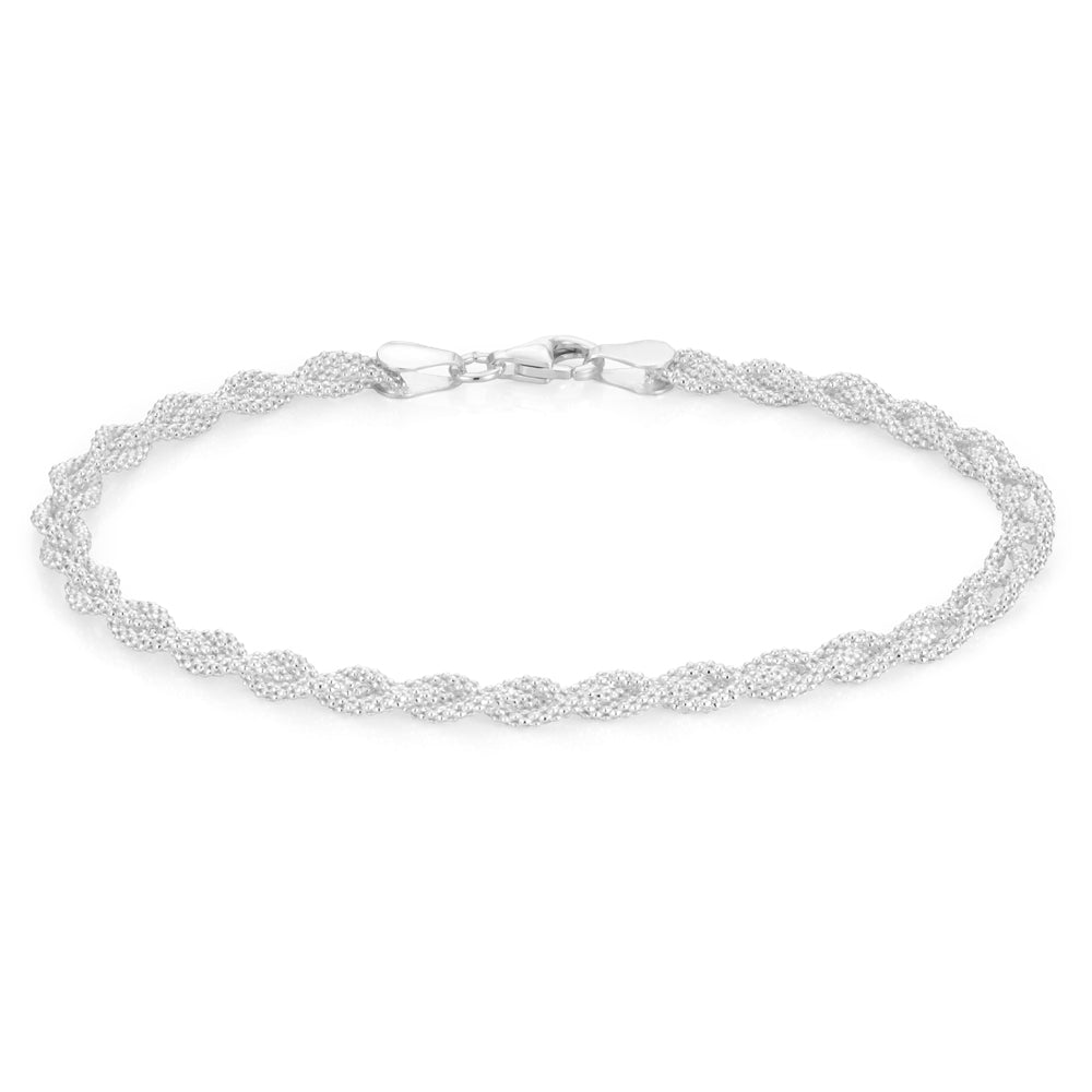Sterling Silver 19cm Plait Bracelet