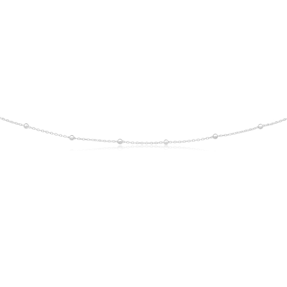 Sterling Silver 41cm + 8cm Extender Alternate Ball and Chain Necklet - Image 2