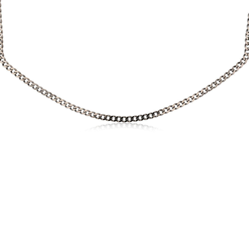 Sterling Silver Black Rhodium Plated Curb 150 Gauge 55cm Chain - Image 4