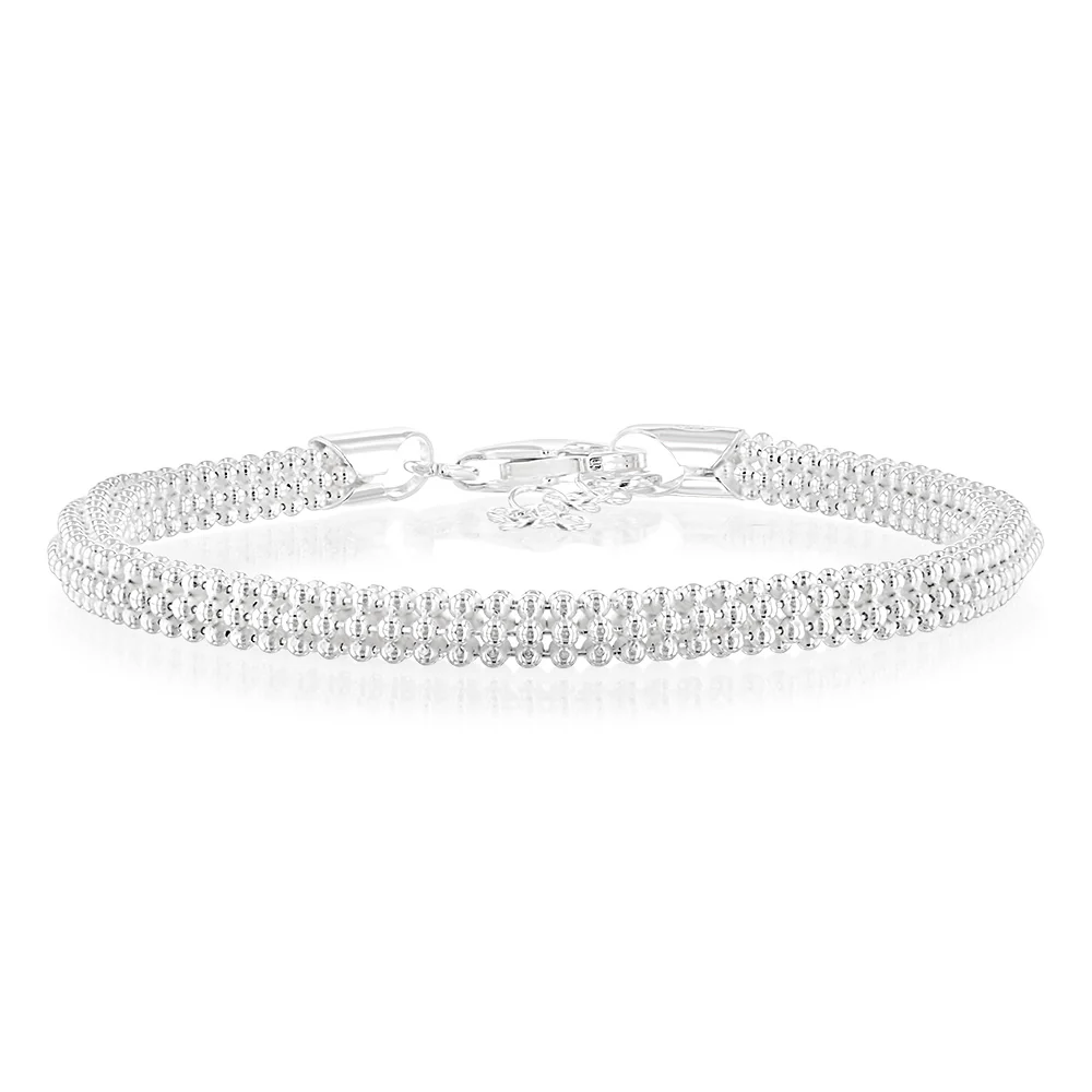 Sterling Silver Broad 19+2cm Bracelet