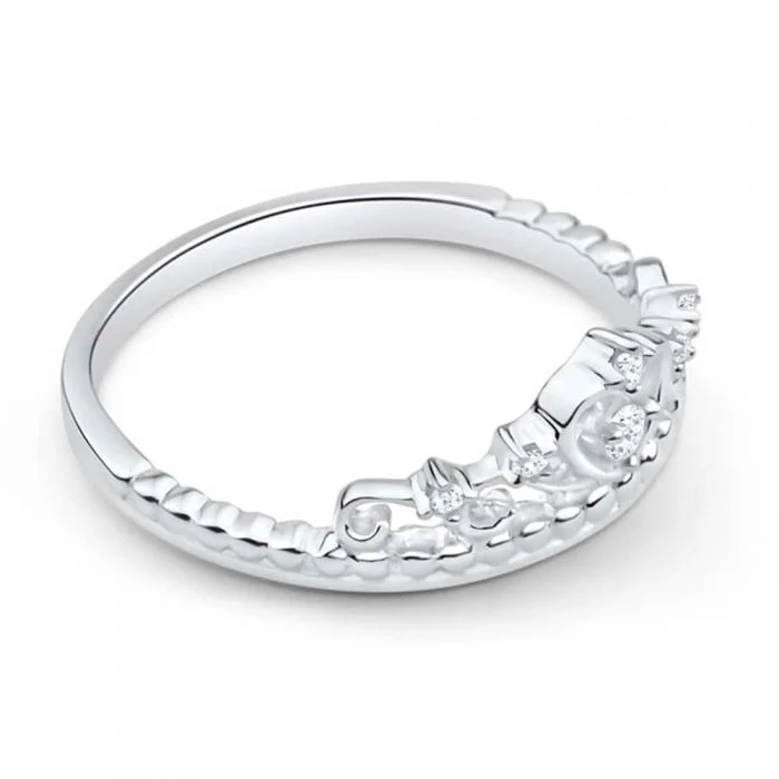 Sterling Silver Cubic Zirconia Heart Crown Ring *Resize 1-2 Sizes* - Image 2