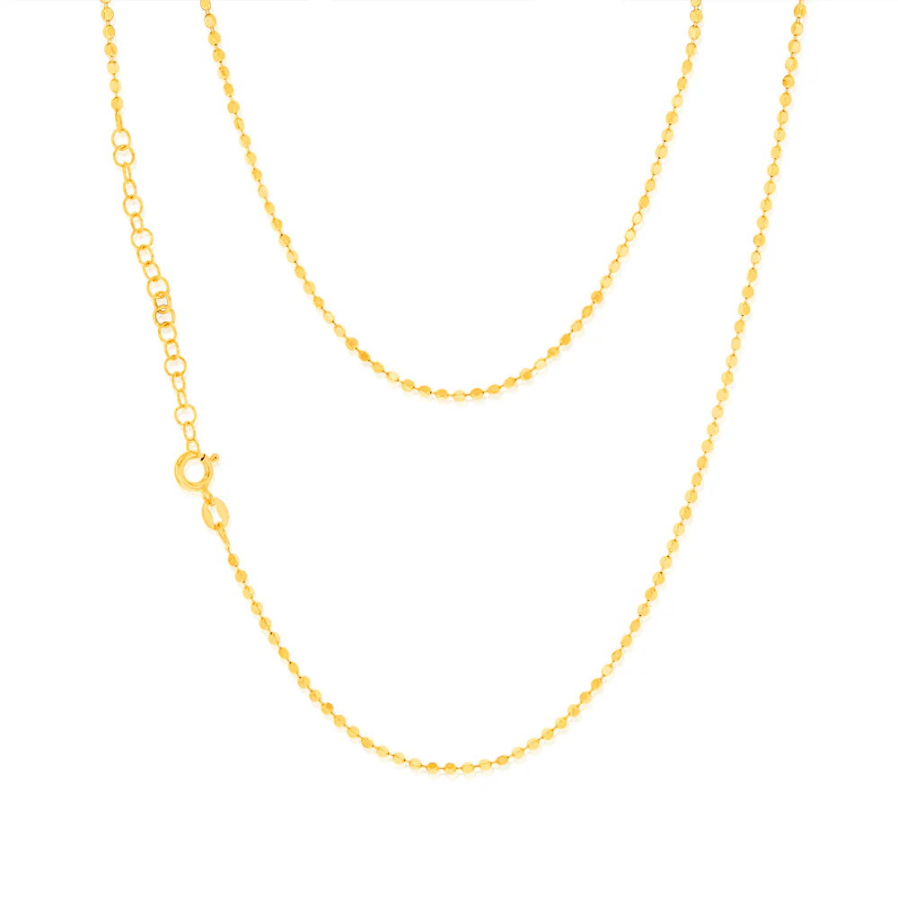 Sterling Silver Gold Plated Diamond Cut Fancy 42+4.5cm Chain